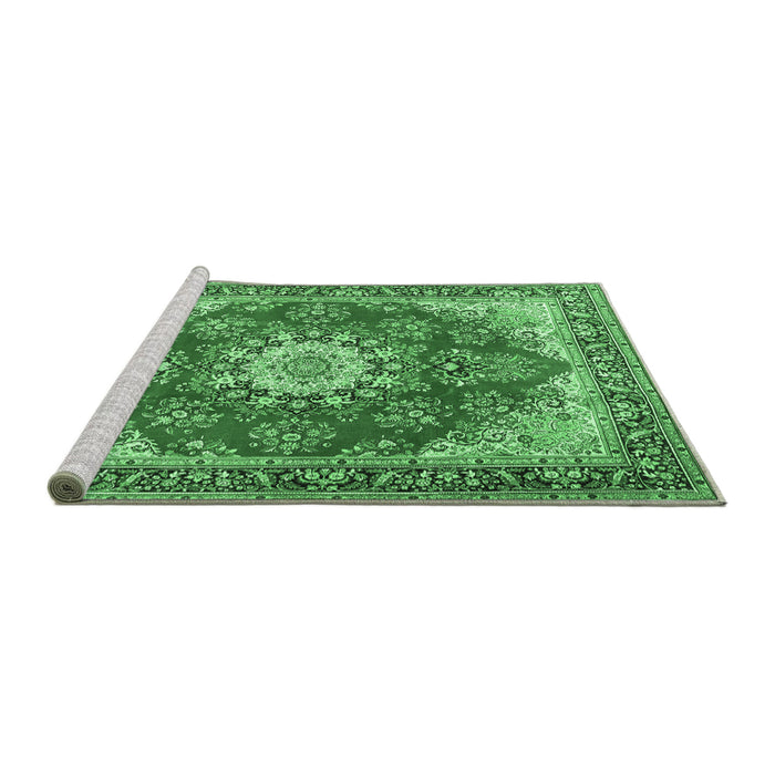 Sideview of Machine Washable Persian Emerald Green Traditional Area Rugs, wshtr3615emgrn