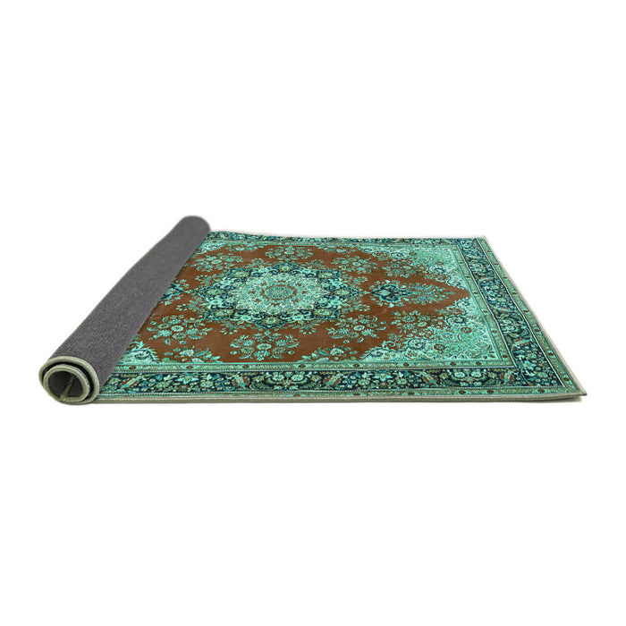 Sideview of Persian Turquoise Traditional Rug, tr3615turq