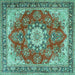 Square Machine Washable Persian Turquoise Traditional Area Rugs, wshtr3615turq