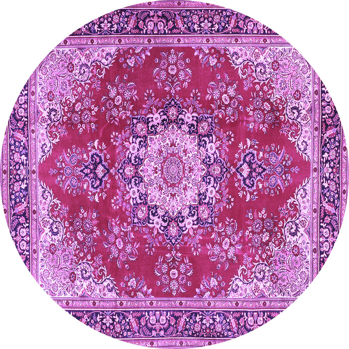 Round Machine Washable Persian Purple Traditional Area Rugs, wshtr3615pur