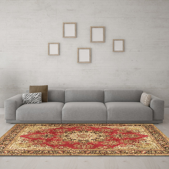 Machine Washable Persian Brown Traditional Rug in a Living Room,, wshtr3615brn
