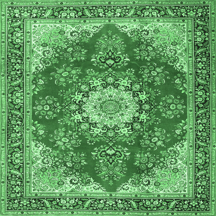 Square Persian Emerald Green Traditional Rug, tr3615emgrn