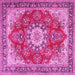 Square Machine Washable Persian Pink Traditional Rug, wshtr3615pnk