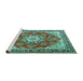 Sideview of Machine Washable Persian Turquoise Traditional Area Rugs, wshtr3615turq