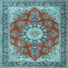 Square Machine Washable Persian Light Blue Traditional Rug, wshtr3615lblu