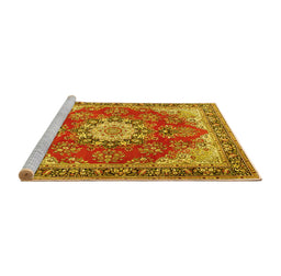 Sideview of Machine Washable Persian Yellow Traditional Rug, wshtr3615yw
