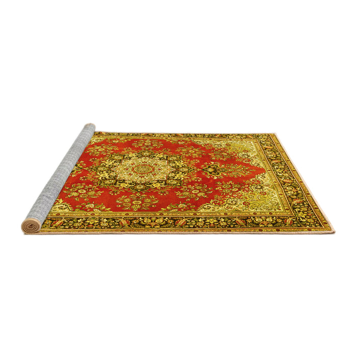 Sideview of Machine Washable Persian Yellow Traditional Rug, wshtr3615yw