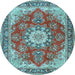 Round Machine Washable Persian Light Blue Traditional Rug, wshtr3615lblu