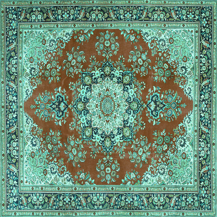 Square Persian Turquoise Traditional Rug, tr3615turq