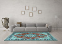 Machine Washable Persian Light Blue Traditional Rug, wshtr3615lblu