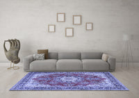 Machine Washable Persian Blue Traditional Rug, wshtr3615blu