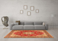 Machine Washable Persian Orange Traditional Rug, wshtr3615org