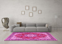 Machine Washable Persian Pink Traditional Rug, wshtr3615pnk