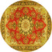 Round Persian Yellow Traditional Rug, tr3615yw