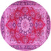 Round Machine Washable Persian Pink Traditional Rug, wshtr3615pnk