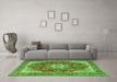 Machine Washable Persian Green Traditional Area Rugs in a Living Room,, wshtr3615grn