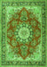 Serging Thickness of Machine Washable Persian Green Traditional Area Rugs, wshtr3615grn