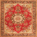 Round Machine Washable Persian Orange Traditional Area Rugs, wshtr3615org