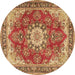 Round Machine Washable Persian Brown Traditional Rug, wshtr3615brn