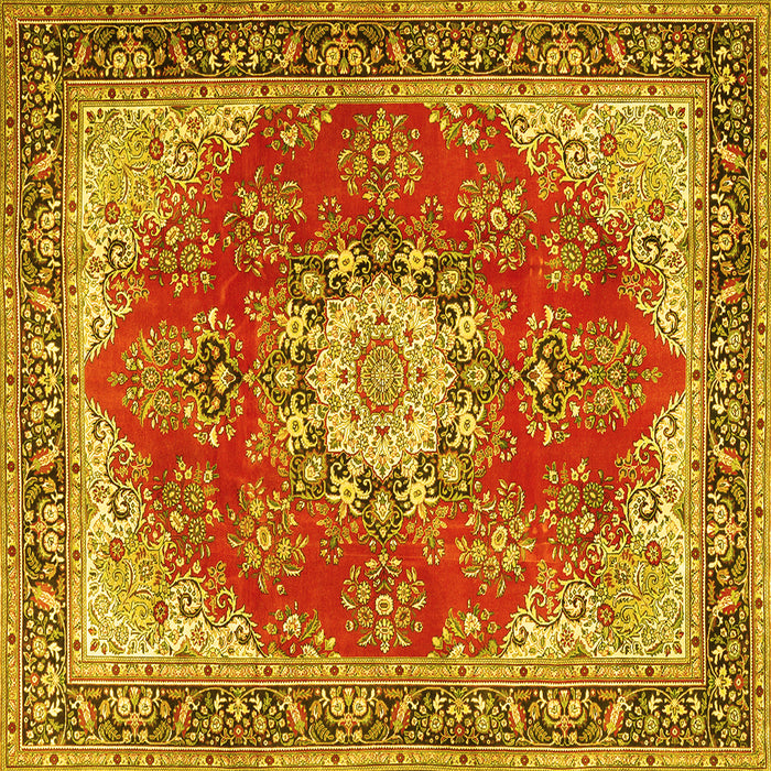 Square Machine Washable Persian Yellow Traditional Rug, wshtr3615yw