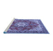 Sideview of Machine Washable Persian Blue Traditional Rug, wshtr3615blu