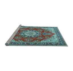 Sideview of Machine Washable Persian Light Blue Traditional Rug, wshtr3615lblu
