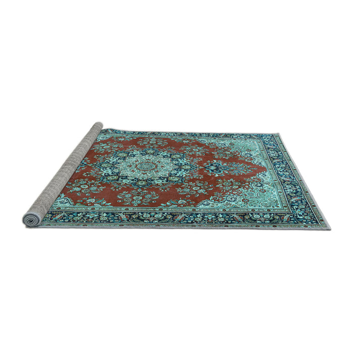 Sideview of Machine Washable Persian Light Blue Traditional Rug, wshtr3615lblu