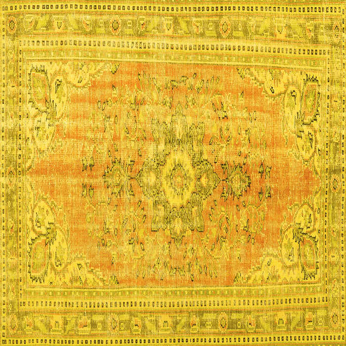 Square Machine Washable Persian Yellow Traditional Rug, wshtr3616yw
