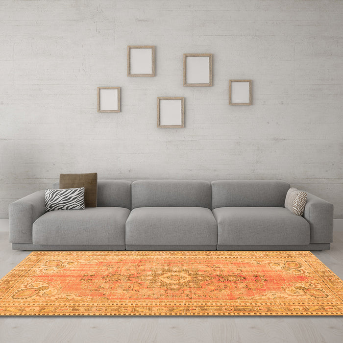 Machine Washable Persian Orange Traditional Area Rugs in a Living Room, wshtr3616org