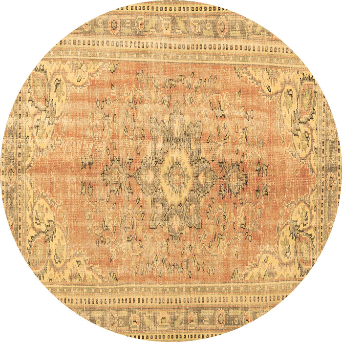 Round Machine Washable Persian Brown Traditional Rug, wshtr3616brn