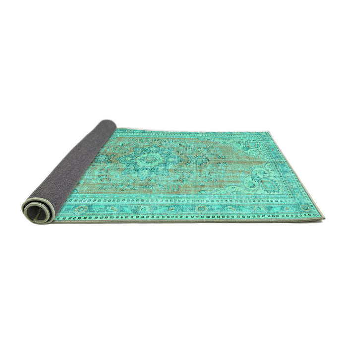 Sideview of Persian Turquoise Traditional Rug, tr3616turq