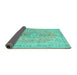 Sideview of Persian Turquoise Traditional Rug, tr3616turq