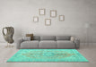 Machine Washable Persian Turquoise Traditional Area Rugs in a Living Room,, wshtr3616turq