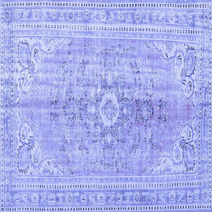 Square Machine Washable Persian Blue Traditional Rug, wshtr3616blu