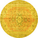 Round Persian Yellow Traditional Rug, tr3616yw