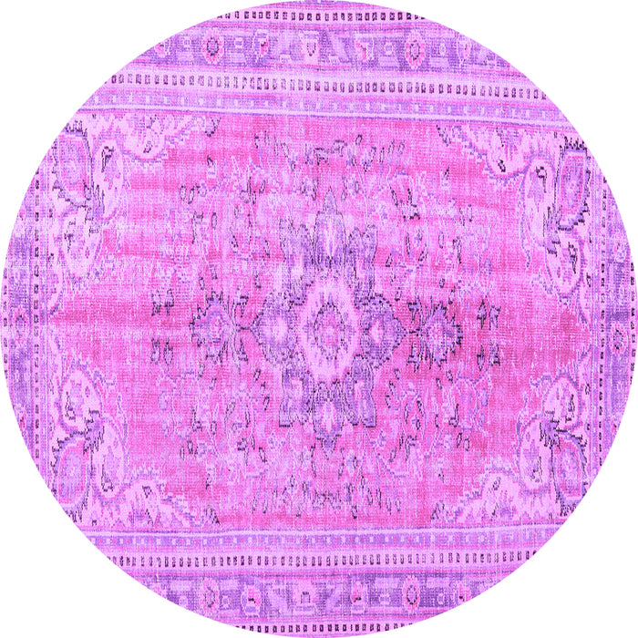 Round Machine Washable Persian Purple Traditional Area Rugs, wshtr3616pur