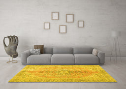 Machine Washable Persian Yellow Traditional Rug in a Living Room, wshtr3616yw