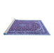 Sideview of Machine Washable Persian Blue Traditional Rug, wshtr3617blu