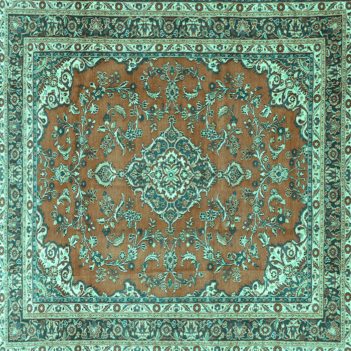 Square Persian Turquoise Traditional Rug, tr3617turq