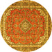 Round Persian Yellow Traditional Rug, tr3617yw