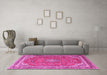 Machine Washable Persian Pink Traditional Rug in a Living Room, wshtr3617pnk