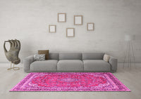 Machine Washable Persian Pink Traditional Rug, wshtr3617pnk