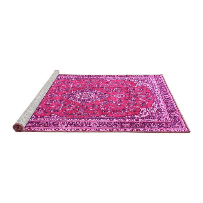 Sideview of Machine Washable Persian Pink Traditional Rug, wshtr3617pnk