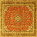 Square Machine Washable Persian Yellow Traditional Rug, wshtr3617yw