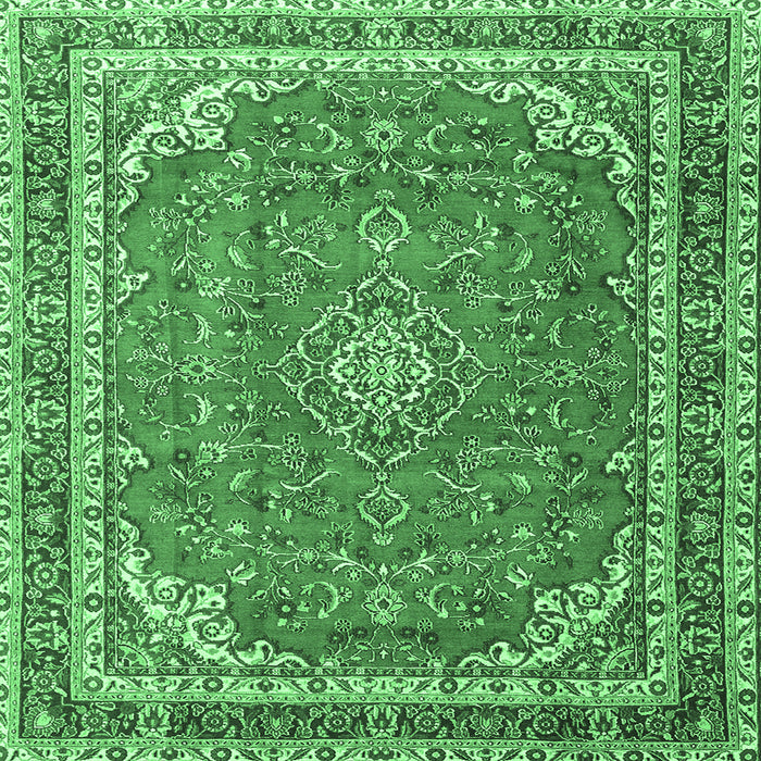 Square Persian Emerald Green Traditional Rug, tr3617emgrn