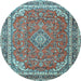 Round Persian Light Blue Traditional Rug, tr3617lblu