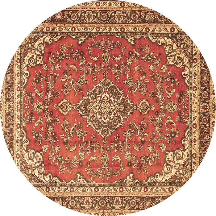 Round Machine Washable Persian Brown Traditional Rug, wshtr3617brn