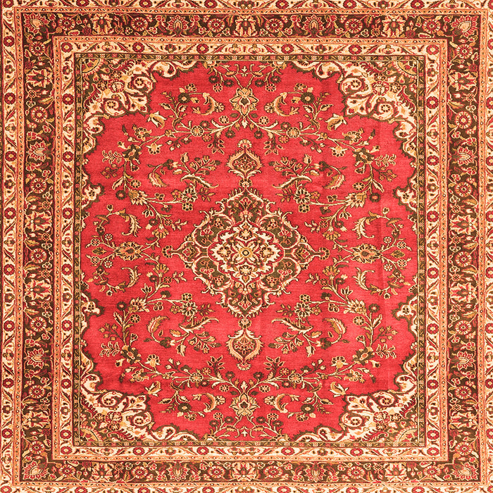 Round Machine Washable Persian Orange Traditional Area Rugs, wshtr3617org