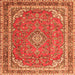 Round Machine Washable Persian Orange Traditional Area Rugs, wshtr3617org