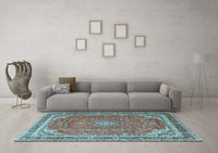 Machine Washable Persian Light Blue Traditional Rug, wshtr3617lblu